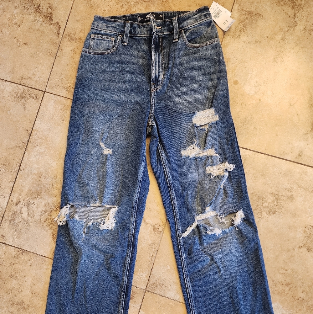 Hollister Dark Blue Distressed Denim Jeans